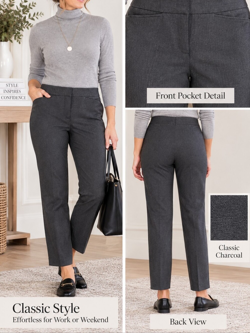 Ann Taylor Factory Petite Gray Ponte Ankle Pants Size 8P Career Stretch